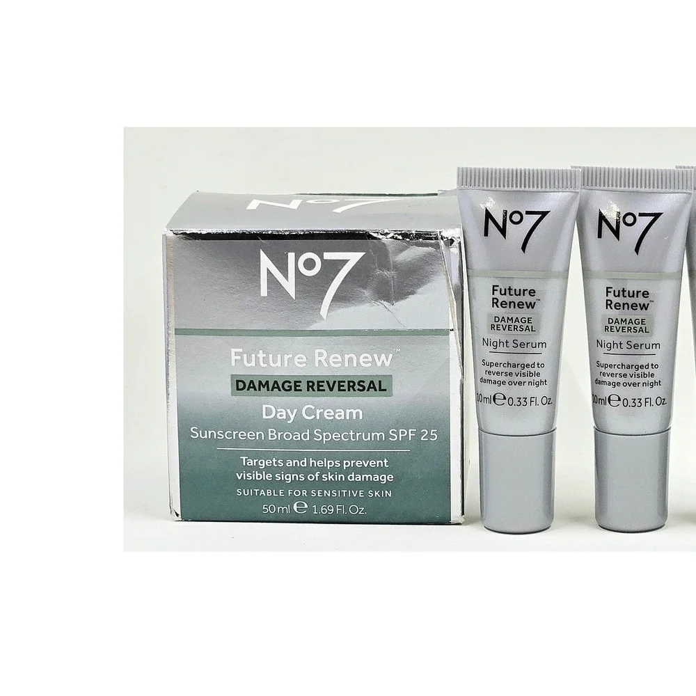 No7 Future Renew Skincare Set 50ml Day Cream 2x 10ml Night Serum SPF 25 NEW